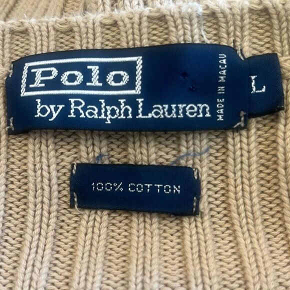 Polo Ralph Lauren Ribbed Knit Tan Women’s Long Sleeve Pull On Crew Neck Sweater - Picture 3 of 4